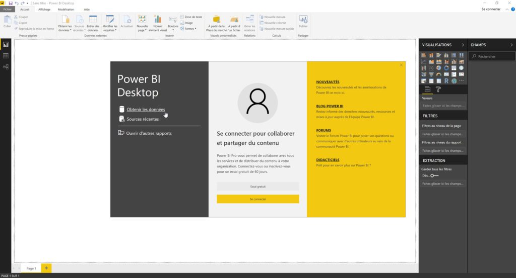 On commence le projet Power BI Desktop par l'importation des données