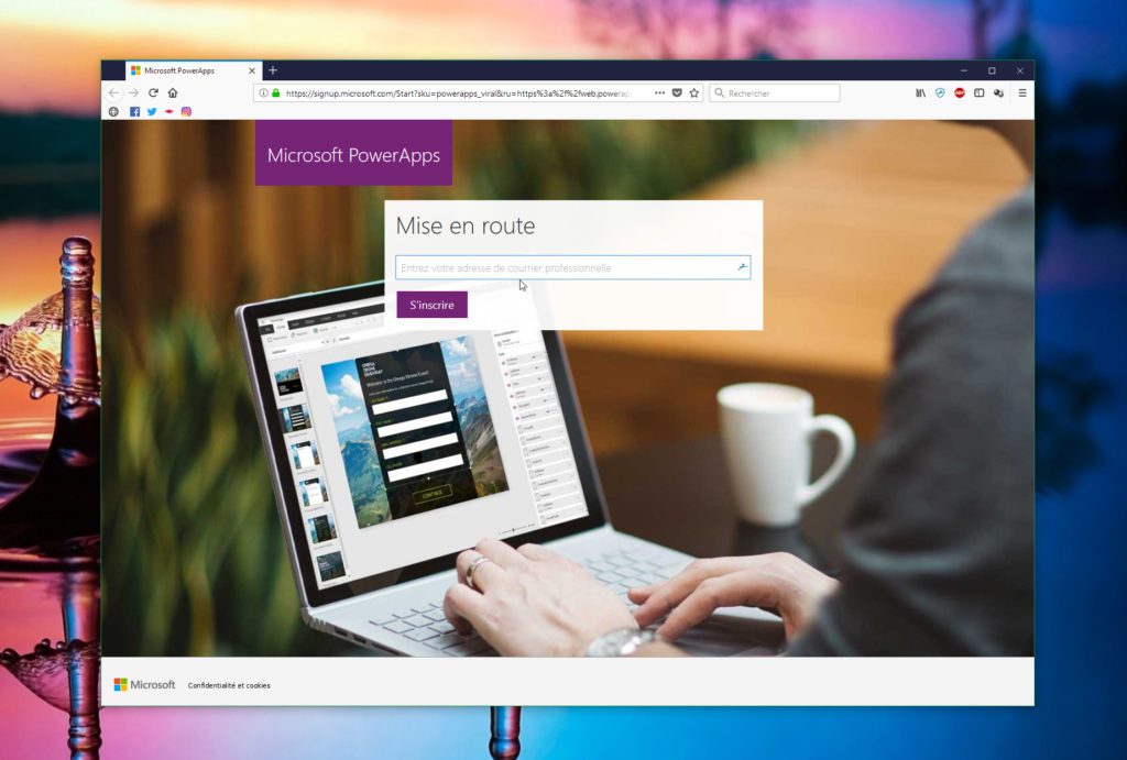 L'inscription à la plateforme PowerApps